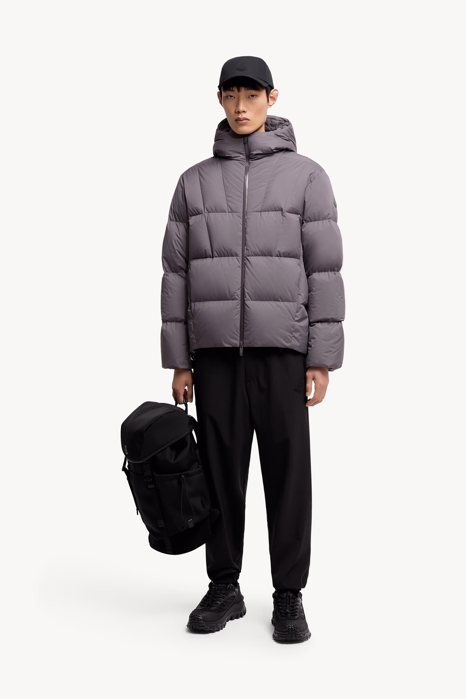 Fusain Hooded Short Down Jacket Men Dark Grey Moncler 0